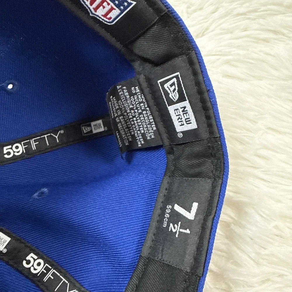New York Giants Hat Cap Fitted Mens 7-1/2 Blue NFL Football New Era 59FIFTY